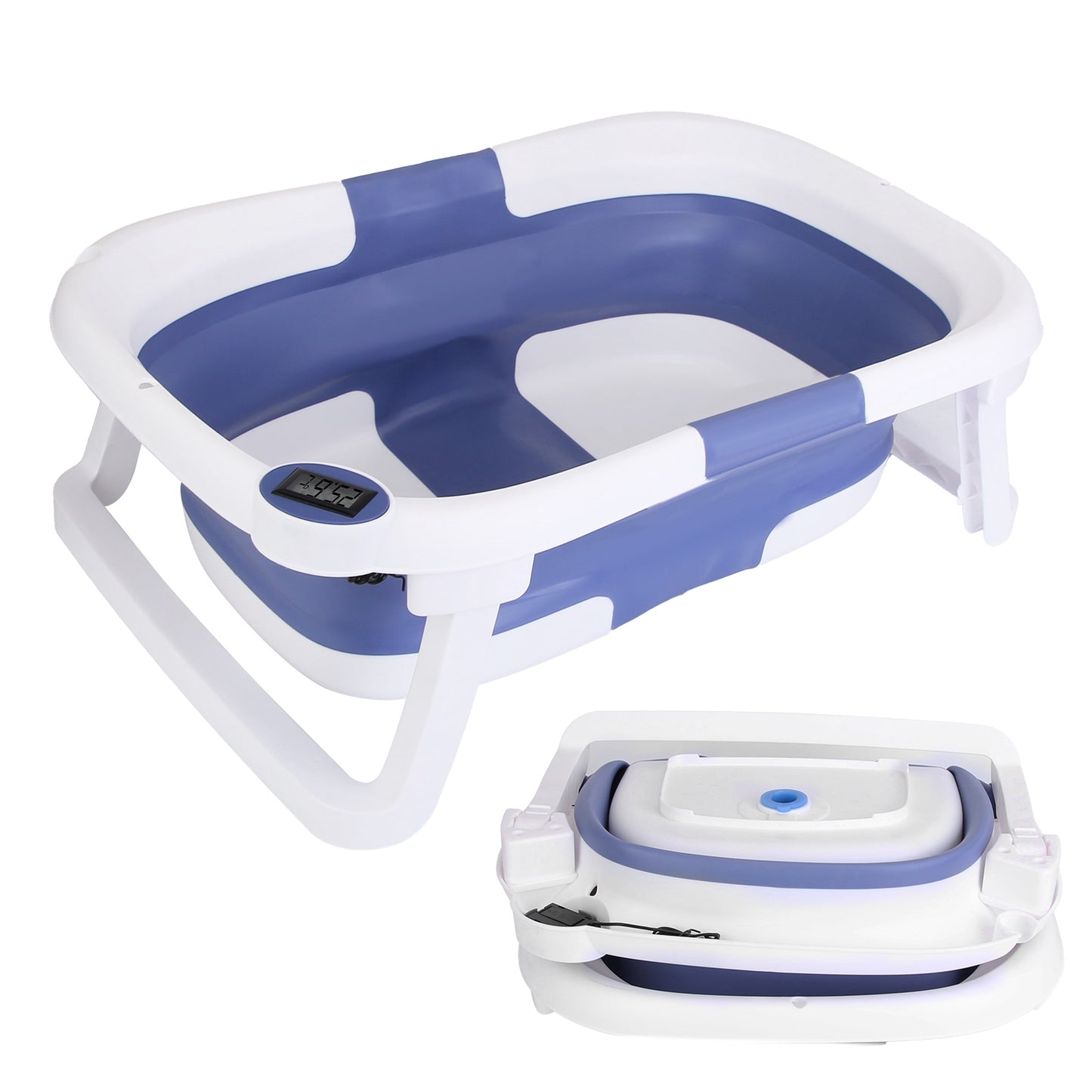 Baby Bath Tub with Thermometer | Collapsible Travel Friendly 0 To 24 Months Baby Bathtub with Drain Hole