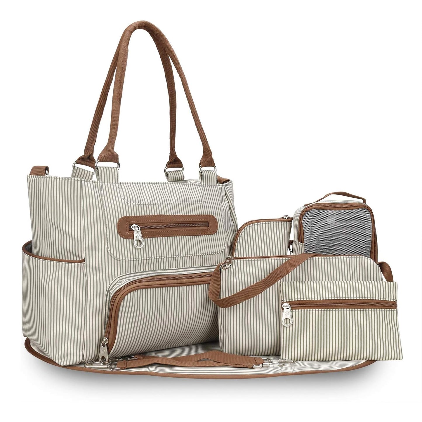 8Pcs Baby Nappy Diaper Bags Set | Multifunctional Diaper Changing Bags With Bottle Bag| Mesh Bag Purse