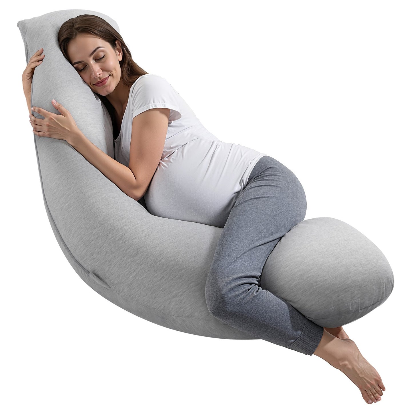 Pregnancy Pillows For Side Sleeping| L-Shaped Maternity Pillow For Pregnant Women|  Soft & Breathable Pregnancy Body Pillow With Washable Jersey Cover For Body Support