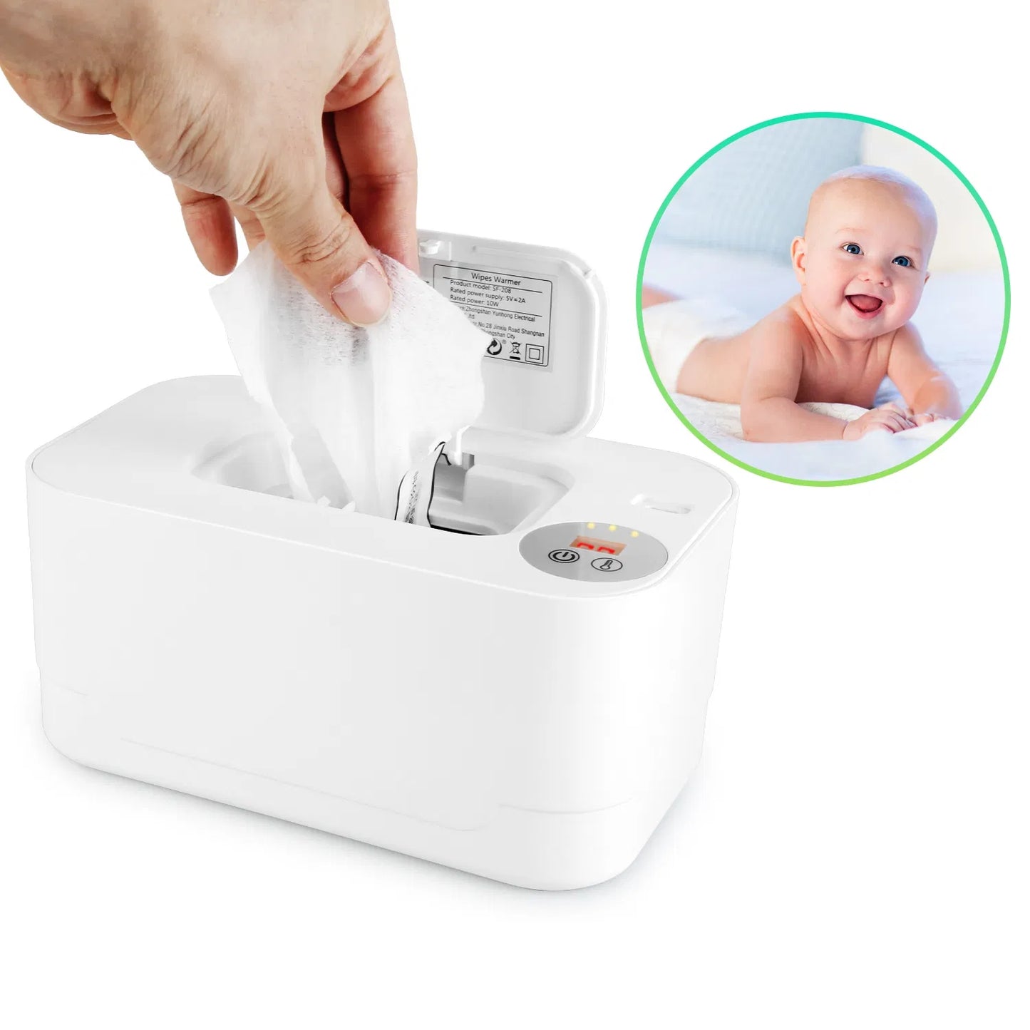 Baby Wipe Warmer With 3 Temperature Settings | Type-C Powered Baby Wet Wipes Dispenser with Night Light | Large Capacity Diaper Wipe Warmer