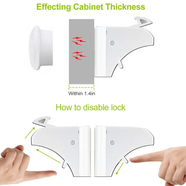4Pcs Magnetic Cabinet Locks | Child Safety Drawer Locks | Adhesive Baby Proof Cabinets Latches Kit