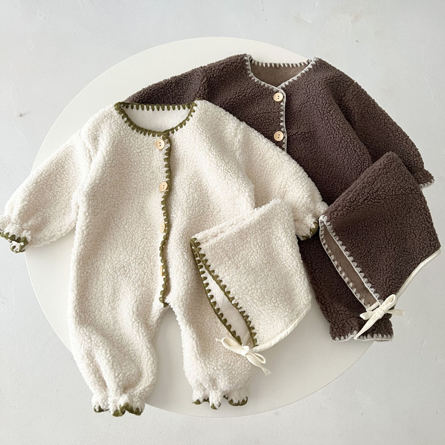Fleece-lined Baby Baby One-piece Romper | Western Style Long Jumpsuit