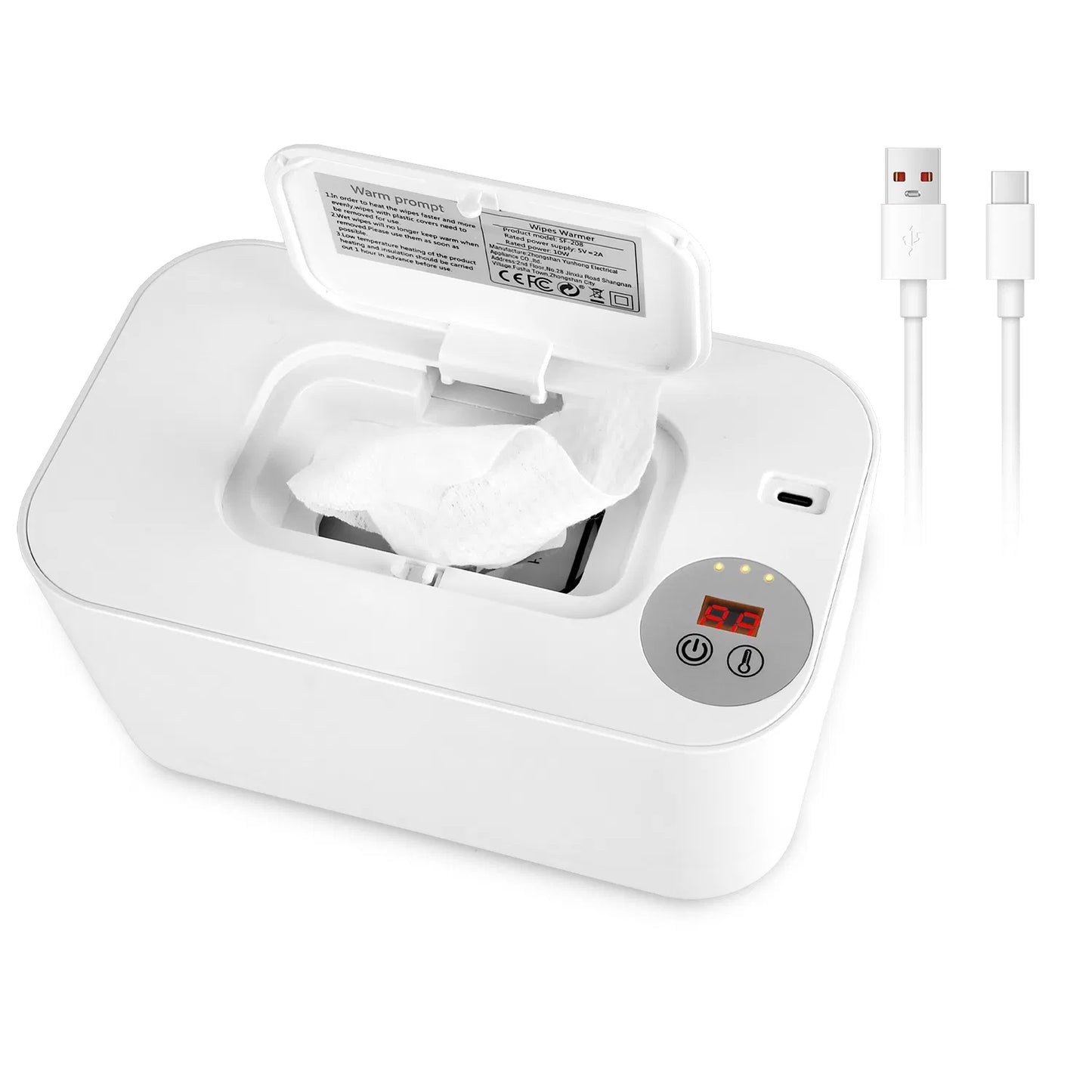 Baby Wipe Warmer With 3 Temperature Settings | Type-C Powered Baby Wet Wipes Dispenser with Night Light | Large Capacity Diaper Wipe Warmer
