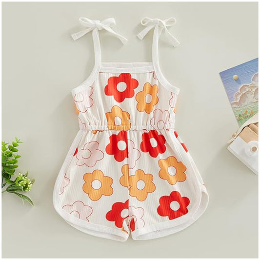 Toddler Baby Girl Clothing | Floral Jumpsuit with Tie Up |Baby Suspender Game Set