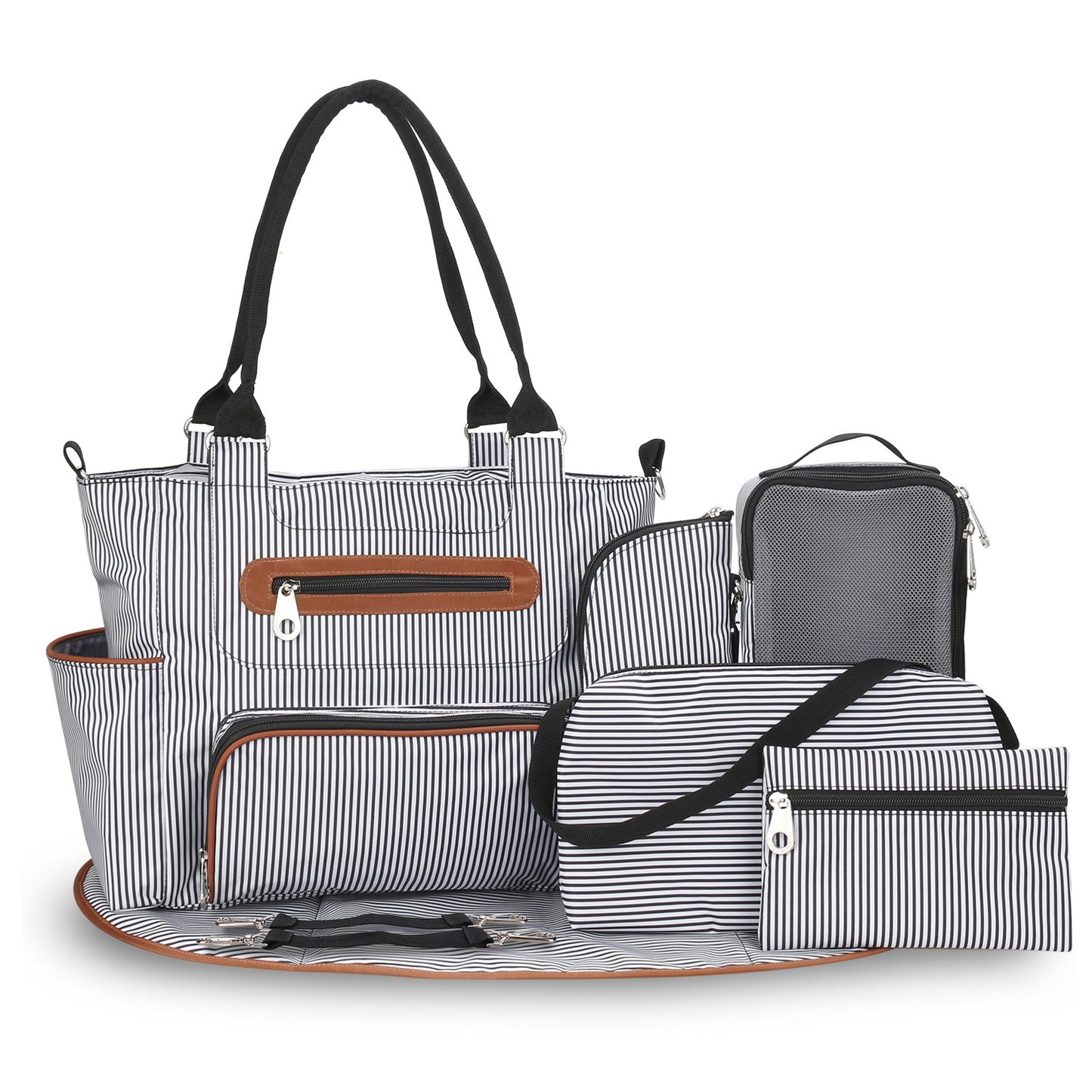 8Pcs Baby Nappy Diaper Bags Set | Multifunctional Diaper Changing Bags With Bottle Bag| Mesh Bag Purse