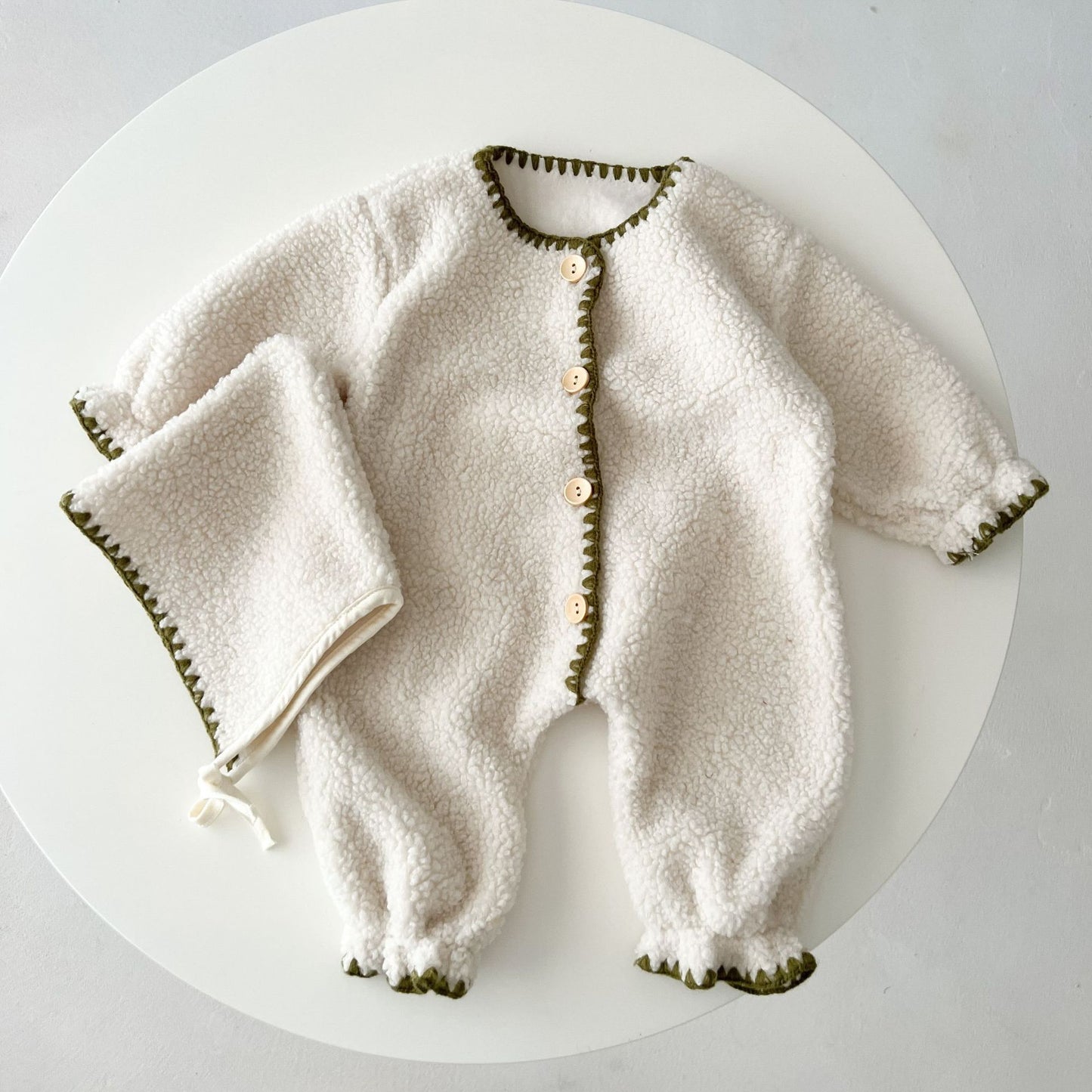 Fleece-lined Baby Baby One-piece Romper | Western Style Long Jumpsuit