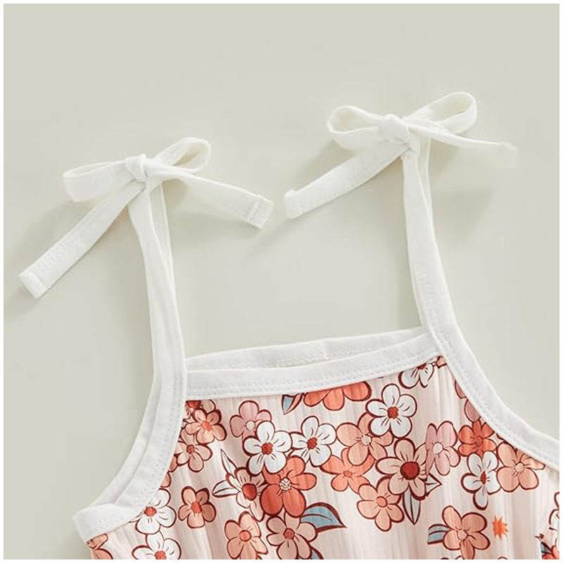 Toddler Baby Girl Clothing | Floral Jumpsuit with Tie Up | Baby Suspender Game Set