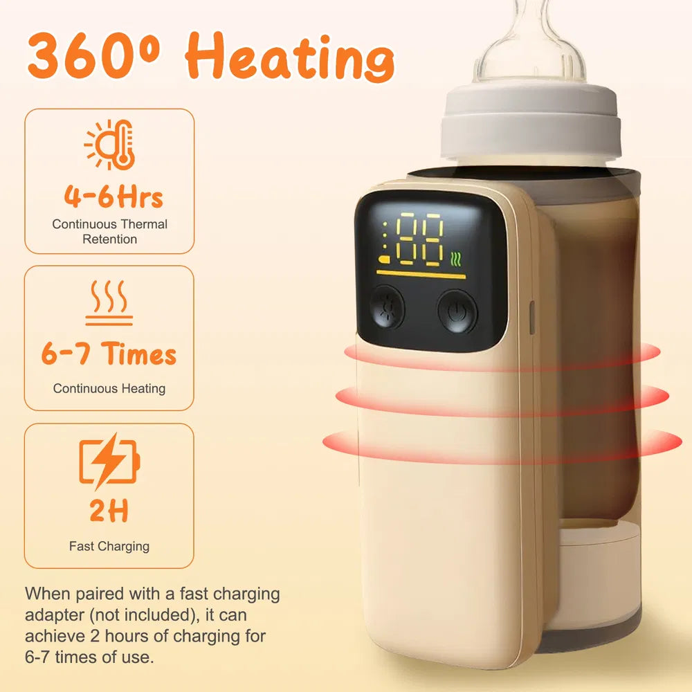 Portable Bottle Warmer with Night Light | Baby Milk Warmer for Home Travel | Heating Levels