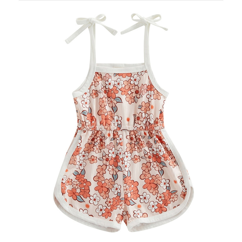 Toddler Baby Girl Clothing | Floral Jumpsuit with Tie Up | Baby Suspender Game Set