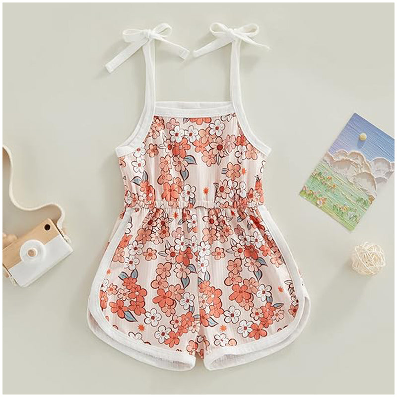 Toddler Baby Girl Clothing | Floral Jumpsuit with Tie Up | Baby Suspender Game Set