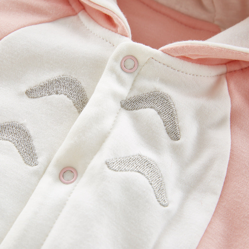 Cotton Padded Baby Romper | Thickened Chinchilla Hooded Baby Onesies