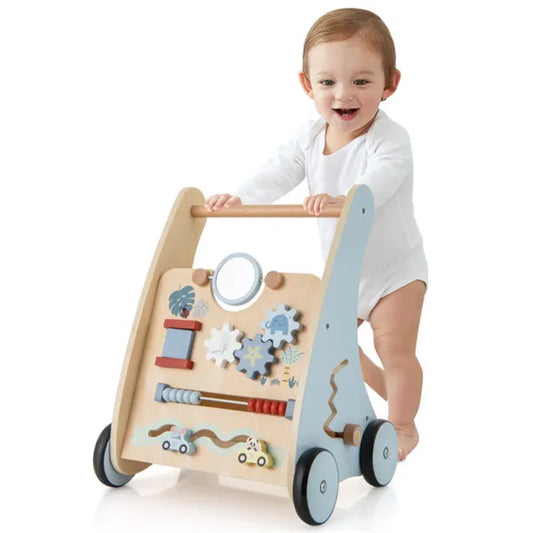 Multi-Functional Baby Activity Walker | Anti-O-Leg Design Wooden Walker With Storage For Toddlers