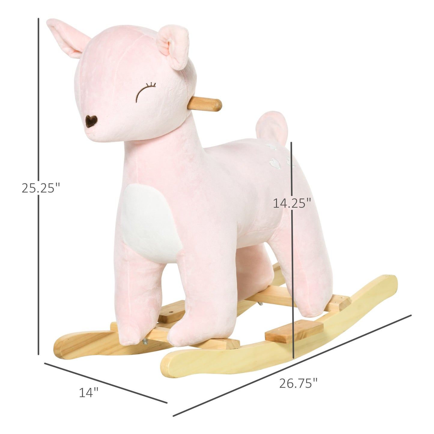 Kids Plush Ride-On Rocking Horse | Pink Toy Rocker with Realistic Sounds | For Child 36-72 Months