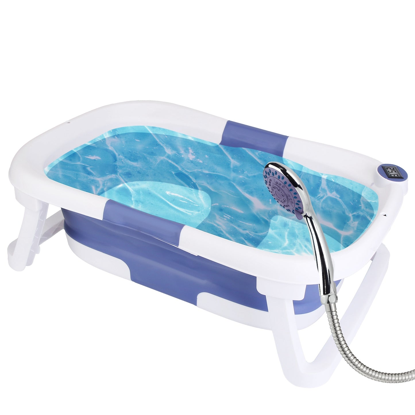 Baby Bath Tub with Thermometer | Collapsible Travel Friendly 0 To 24 Months Baby Bathtub with Drain Hole