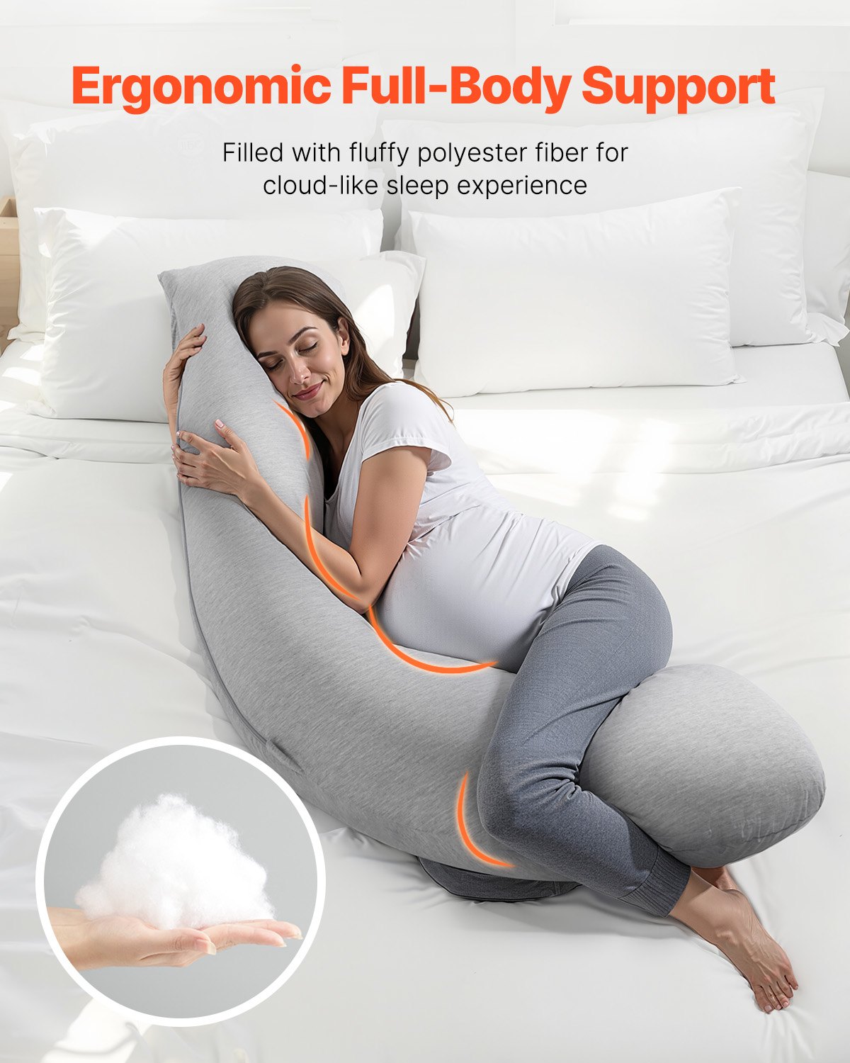 Pregnancy Pillows For Side Sleeping| L-Shaped Maternity Pillow For Pregnant Women|  Soft & Breathable Pregnancy Body Pillow With Washable Jersey Cover For Body Support