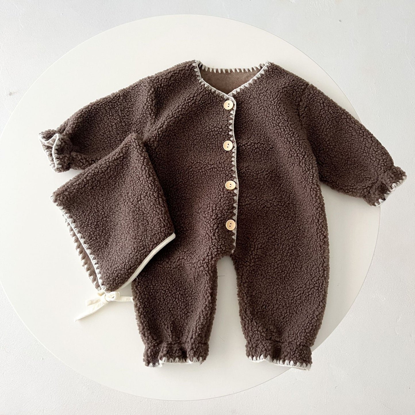 Fleece-lined Baby Baby One-piece Romper | Western Style Long Jumpsuit