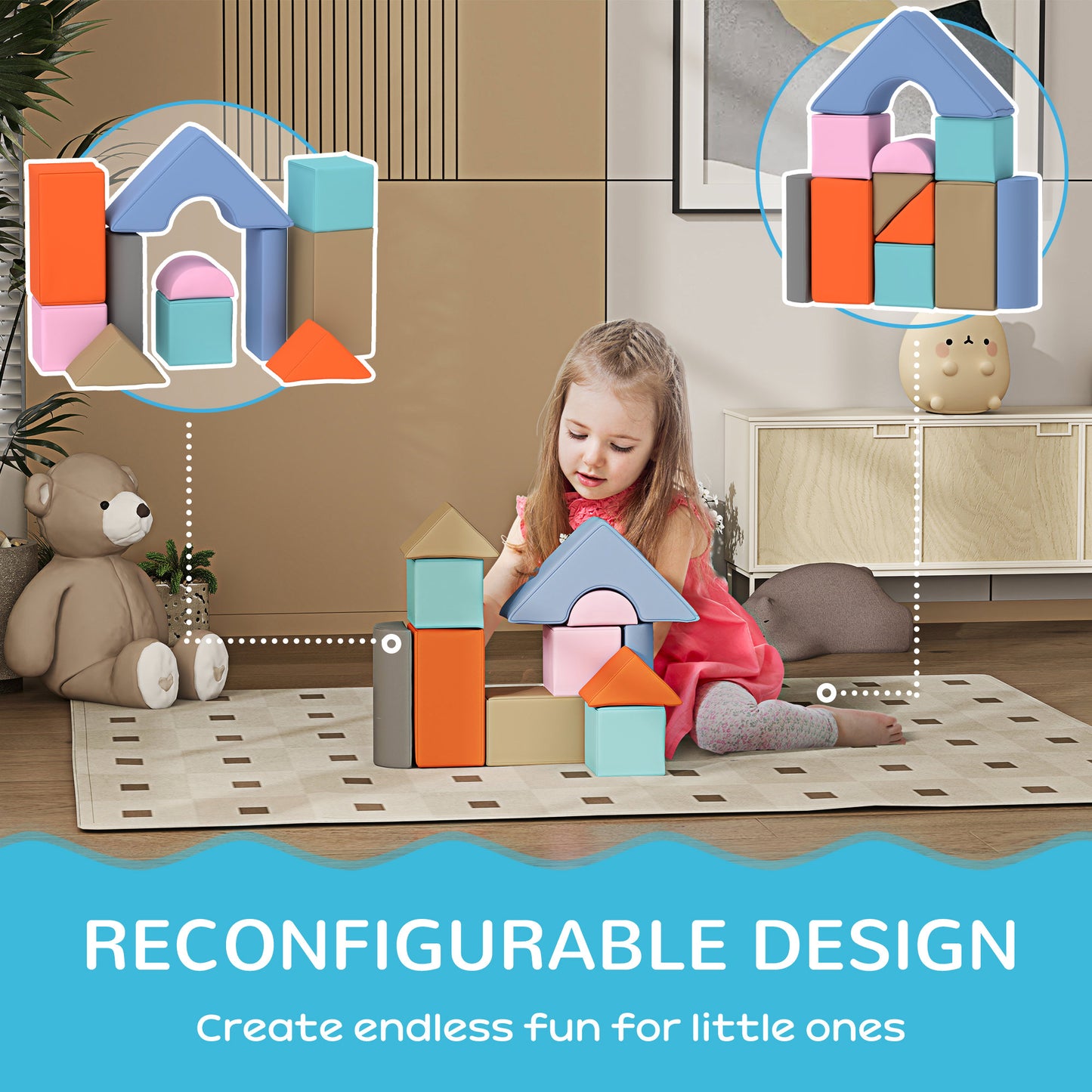11 Piece Soft Play Set for Toddlers 6-72 Months | Child Development & Color Coordination