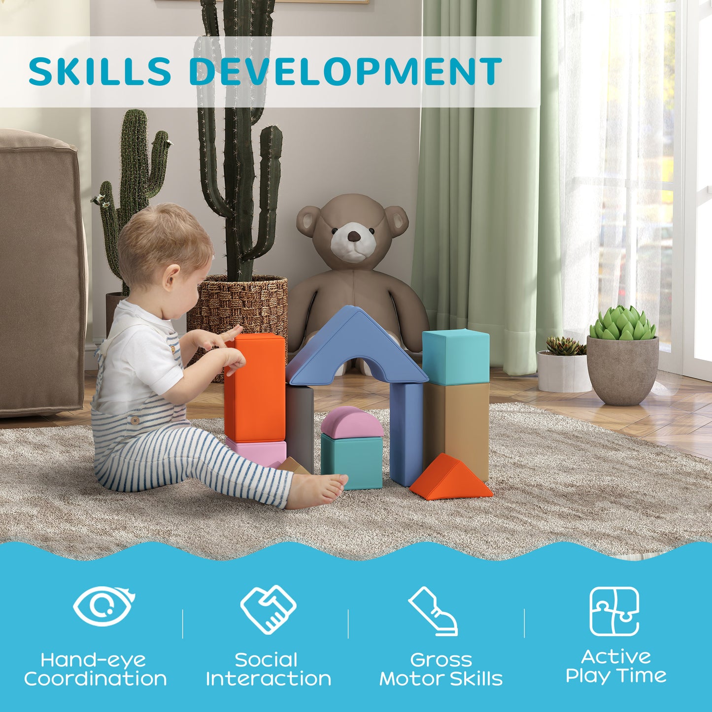 11 Piece Soft Play Set for Toddlers 6-72 Months | Child Development & Color Coordination