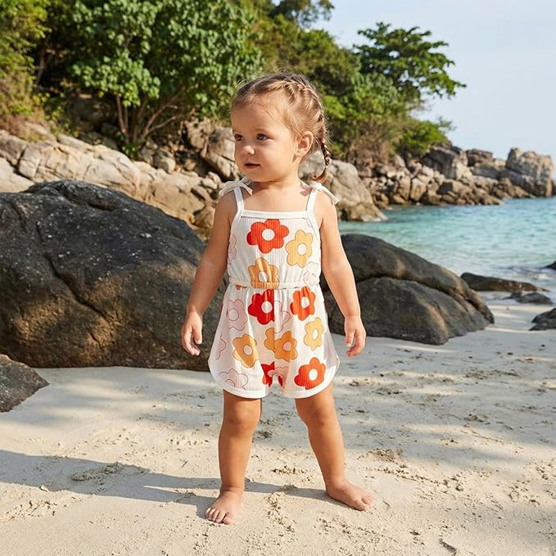 Toddler Baby Girl Clothing | Floral Jumpsuit with Tie Up |Baby Suspender Game Set