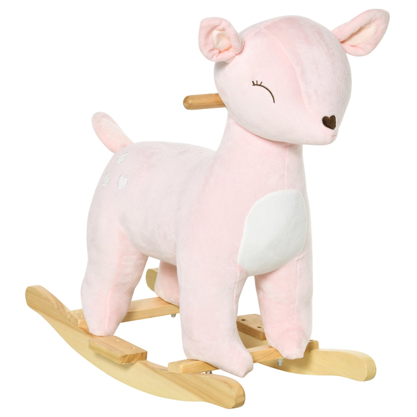 Kids Plush Ride-On Rocking Horse | Pink Toy Rocker with Realistic Sounds | For Child 36-72 Months