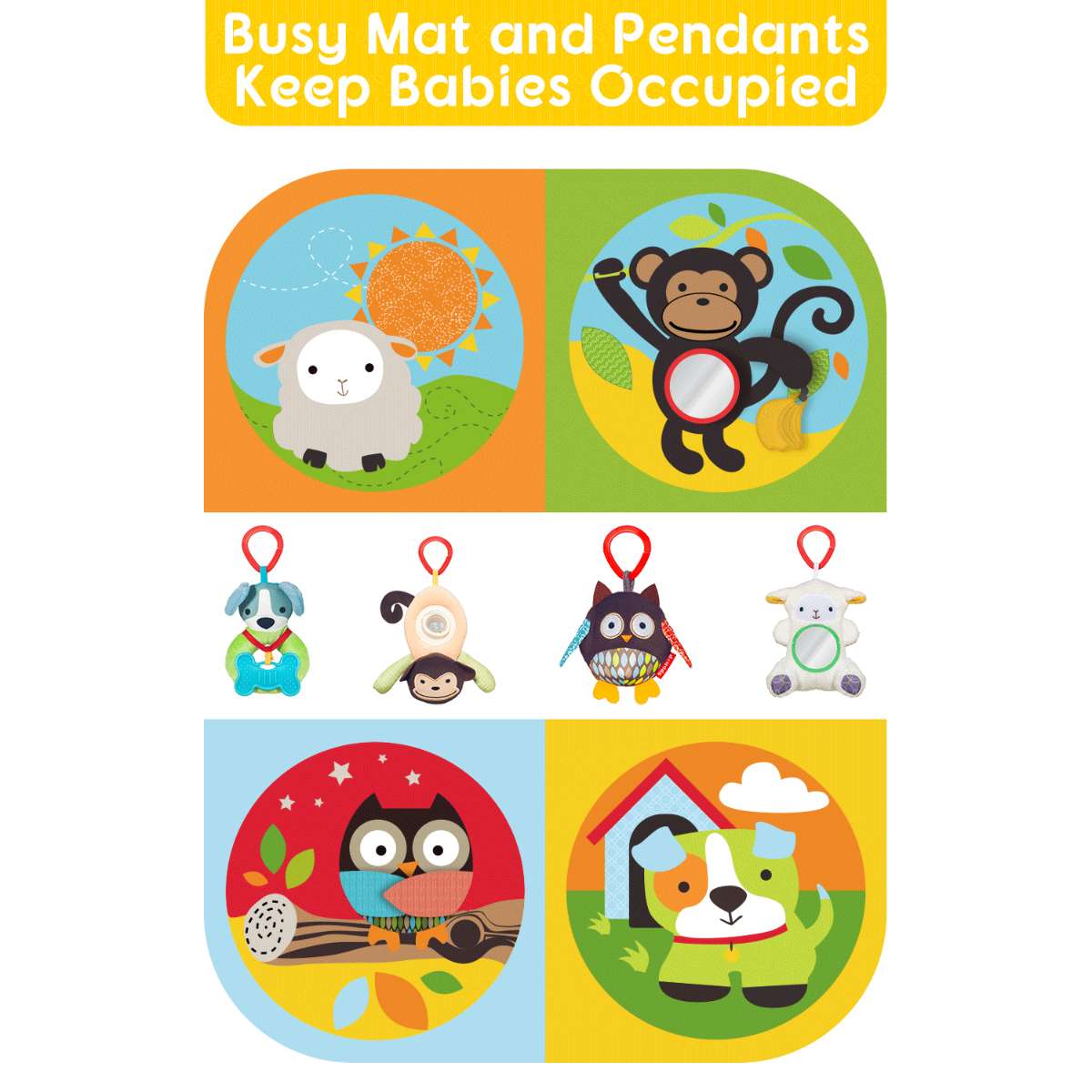 Keeygo Baby Play Mat Zoo Themed | Sensory Activity Play Mat