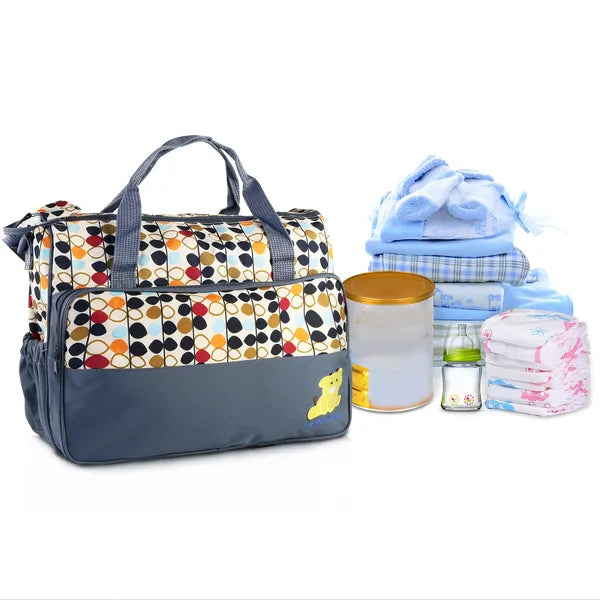 5PCS Baby Nappy Diaper Bags Set Mummy Diaper Shoulder Bags | Nappy Changing Pad | Insulated Pockets | Travel Tote Bags