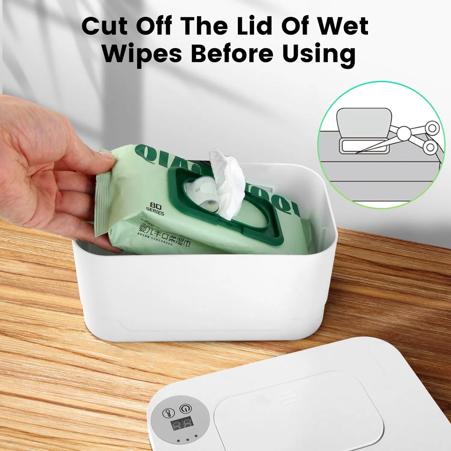 Baby Wipe Warmer With 3 Temperature Settings | Type-C Powered Baby Wet Wipes Dispenser with Night Light | Large Capacity Diaper Wipe Warmer