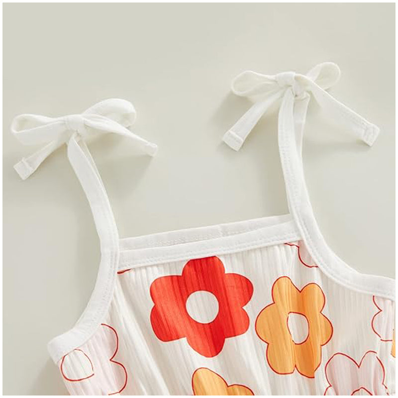 Toddler Baby Girl Clothing | Floral Jumpsuit with Tie Up |Baby Suspender Game Set