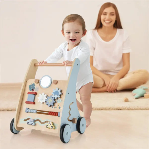 Multi-Functional Baby Activity Walker | Anti-O-Leg Design Wooden Walker With Storage For Toddlers