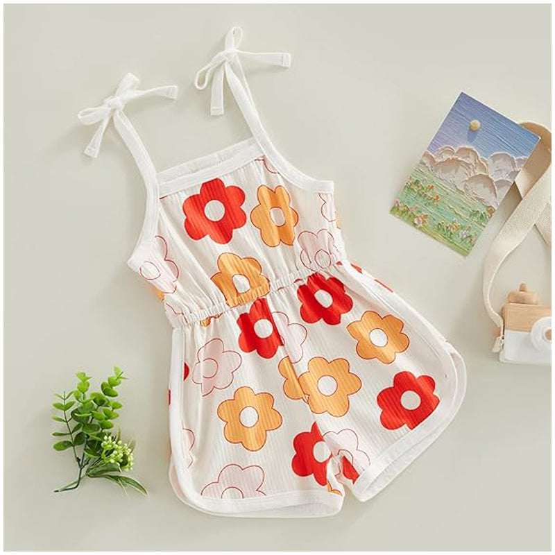 Toddler Baby Girl Clothing | Floral Jumpsuit with Tie Up |Baby Suspender Game Set
