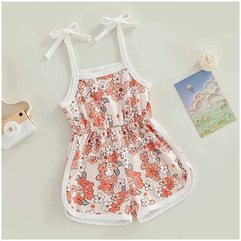 Toddler Baby Girl Clothing | Floral Jumpsuit with Tie Up | Baby Suspender Game Set