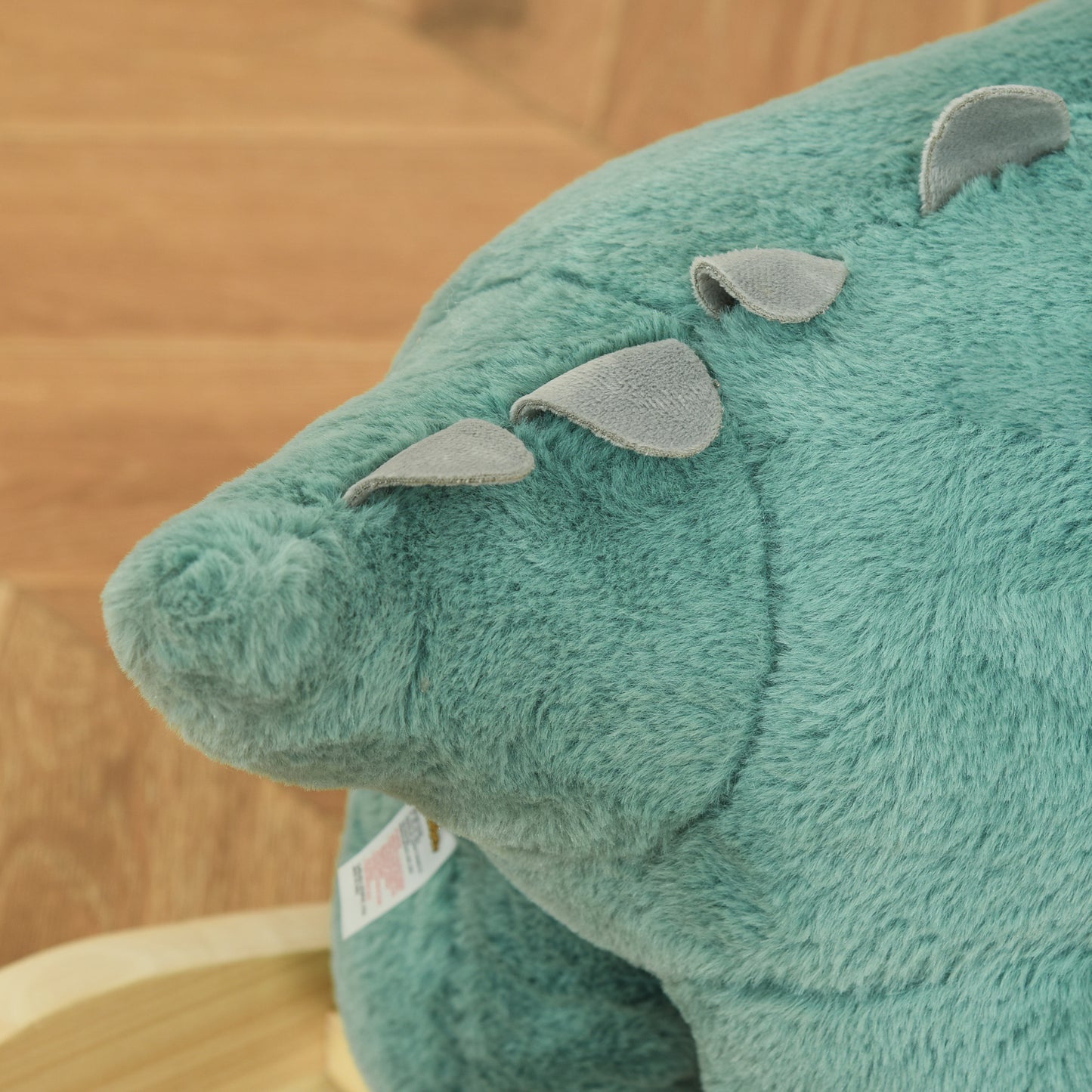 Kids Plush Ride-On Rocking Horse | Dark Green Triceratops-shaped Plush Toy Rocker with Realistic Sounds | For Child 36-72 Months